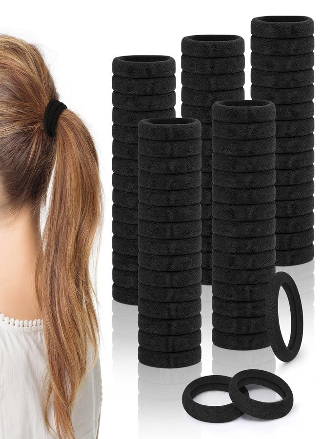 Tiefebene 150PCS Black Cotton Hair Bands - Seamless Ponytail Holders, No Damage Elastics for Thick Hair, Soft Hair Bands for Women - Christmas Gifts - Image 1